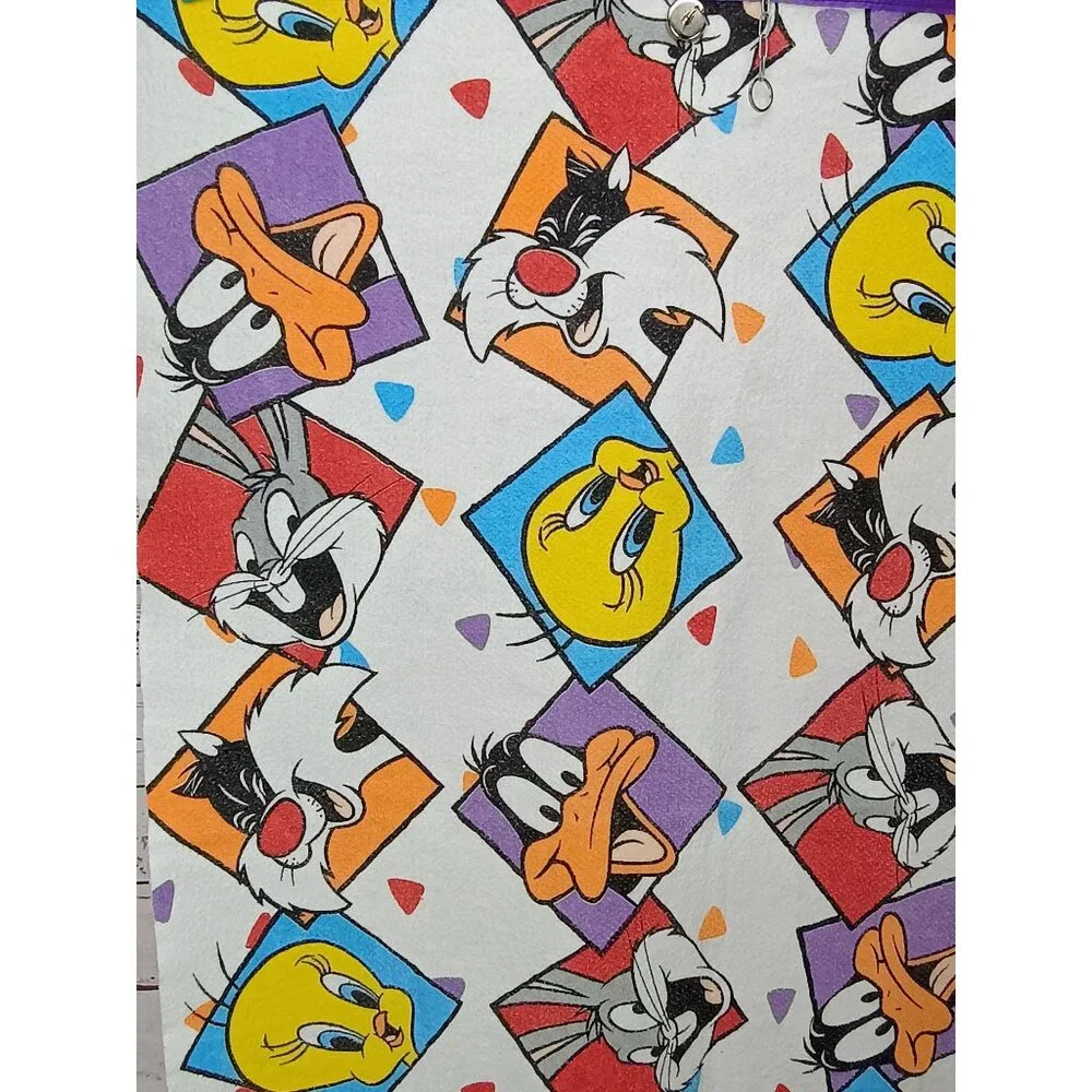 Vintage Looney Tunes Blanket Bedspread Bugs Bunny Daffy Duck Tweety Character 90